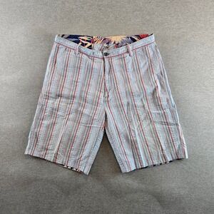 Robert Graham Striped Shorts Mens 36 Blue Red Textured Accents Designer 11"